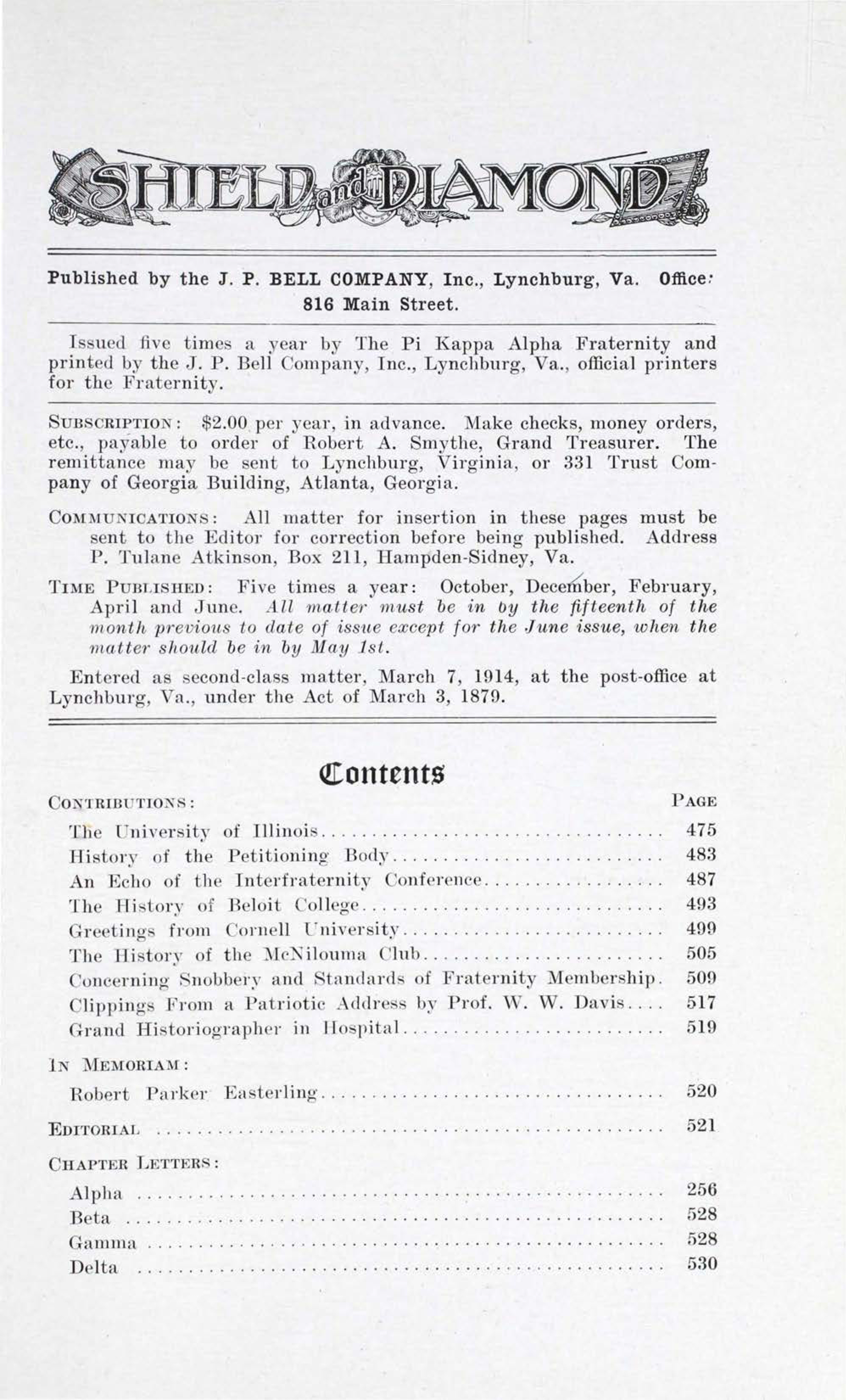 Shield and Diamond, Vol. 26, No. 4, April 1917